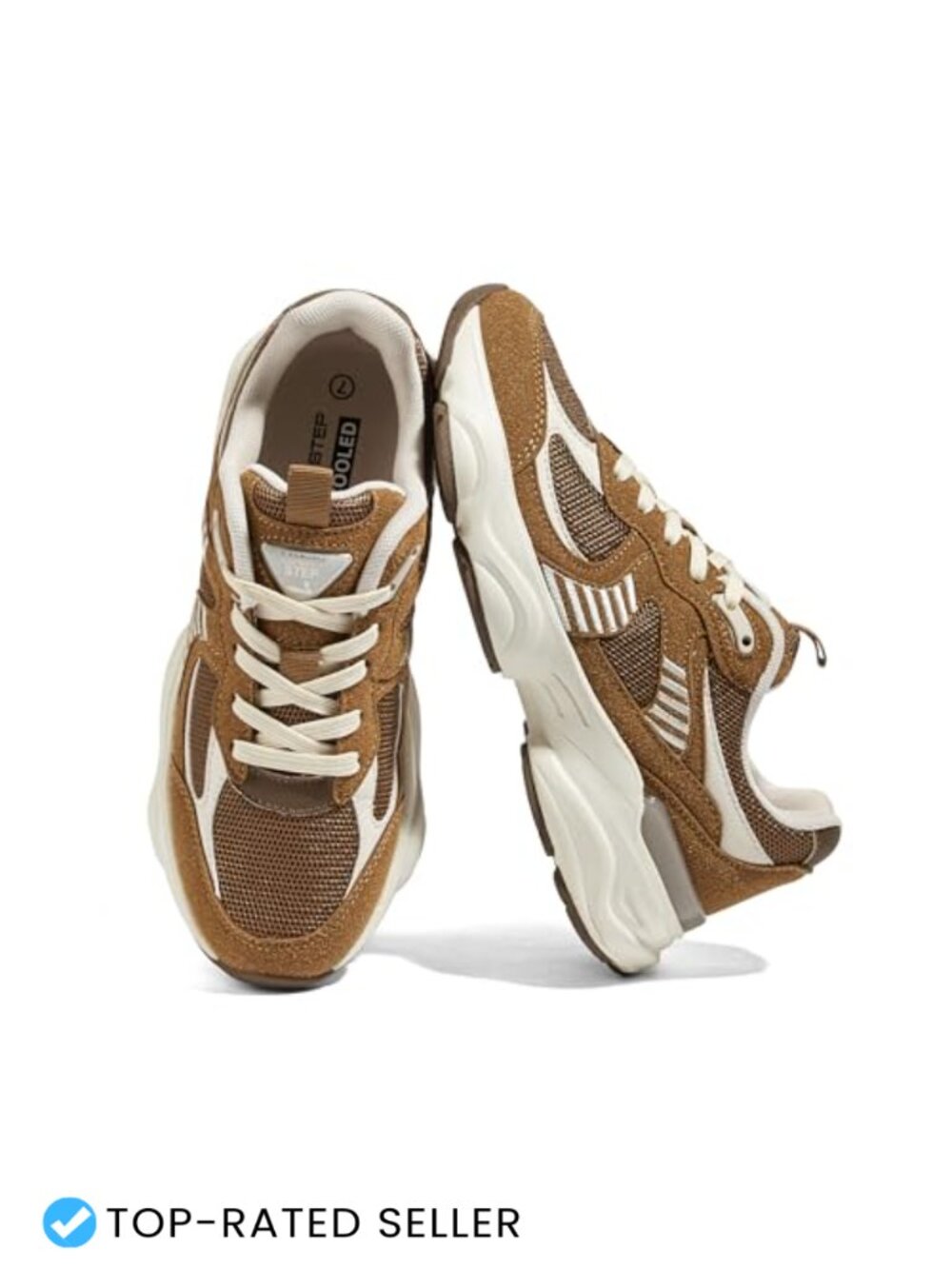 Platform Chunky Fashion Sneakers PU Leather Mesh Lace-Up Casual Walking Shoes